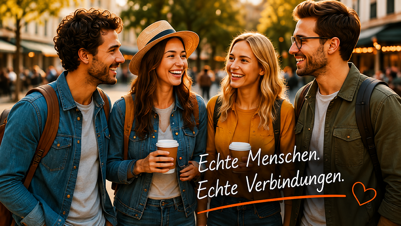Vier Erwachsene lernen sich in entspannter Atmosphäre kennen